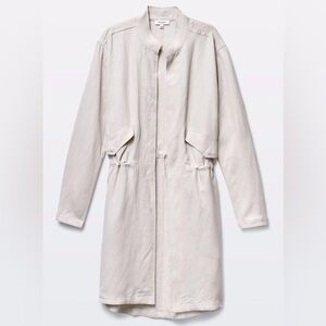 Aritzia Babaton Clarence Linen Cream Longline Trench Duster Jacket | XS